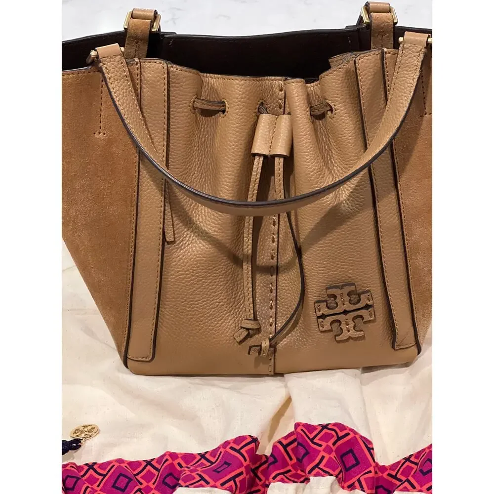 Tory Burch Women's Mcgraw Dragonfly‎ Bag Office Suede Leather In Tiramisu